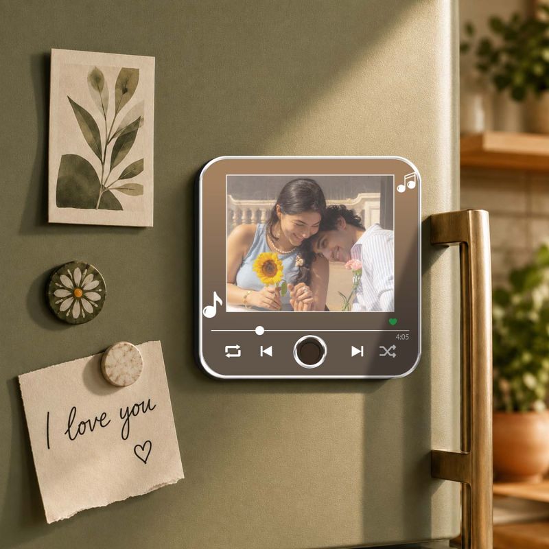 Personalized Music Player Photo Fridge Magnet with Song Birthday Gift for Girlfriend & Wife Memory Photo Fridge Magnet for Couples